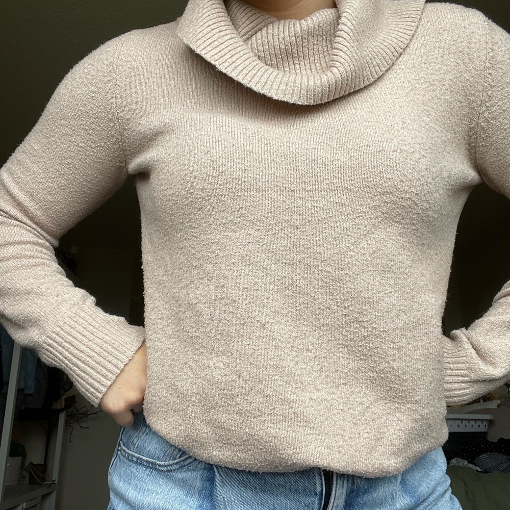 Tan turtleneck sweater